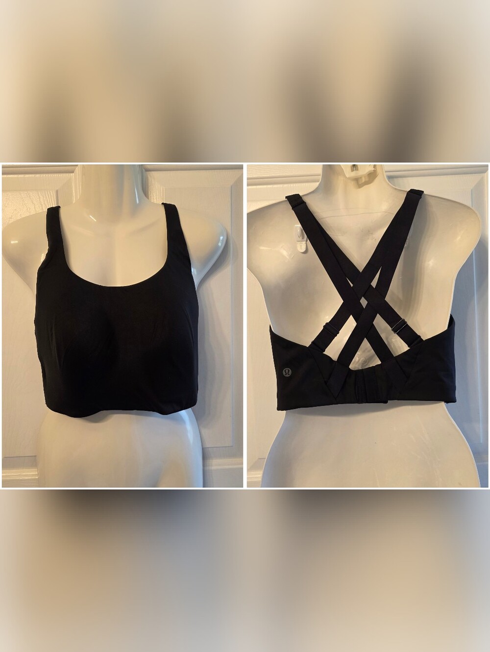 36DDD Lululemon Energy Bra High Support Bra Black Double Crossback Sweat-Wicking
